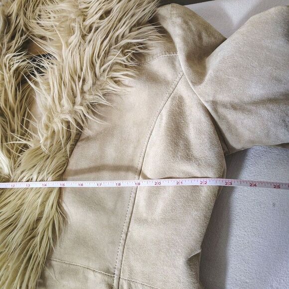 Vintage Y2K Penny Lane Faux Fur Trim Suede Coat Womens Size XL Boho - Picture 14 of 16